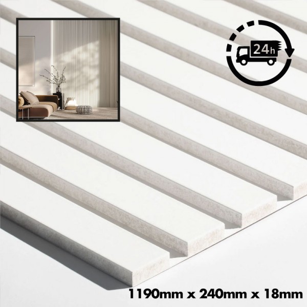 MDF Wall Slat / Strip Panel - MDF Pre-Primed Slatwall panel  / Panelling - Slatted Wall Panels - Paintable